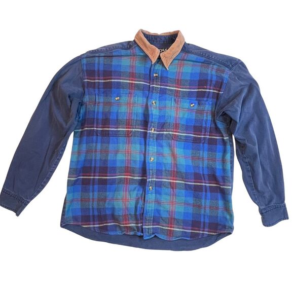 Vintage 955 Originals Button Up Shirt Mens Large Casual Comfy Flannel Denim Top - Picture 1 of 13